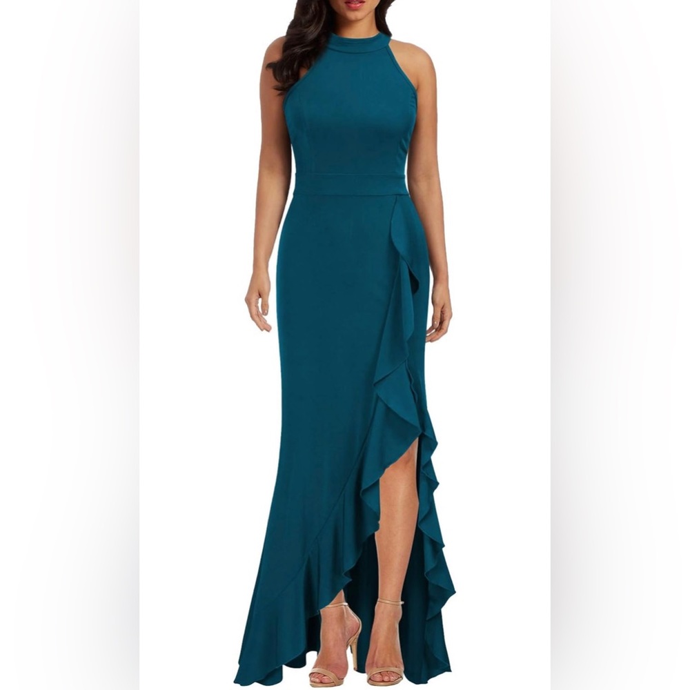 High Neck Split Bodycon Mermaid Dress
